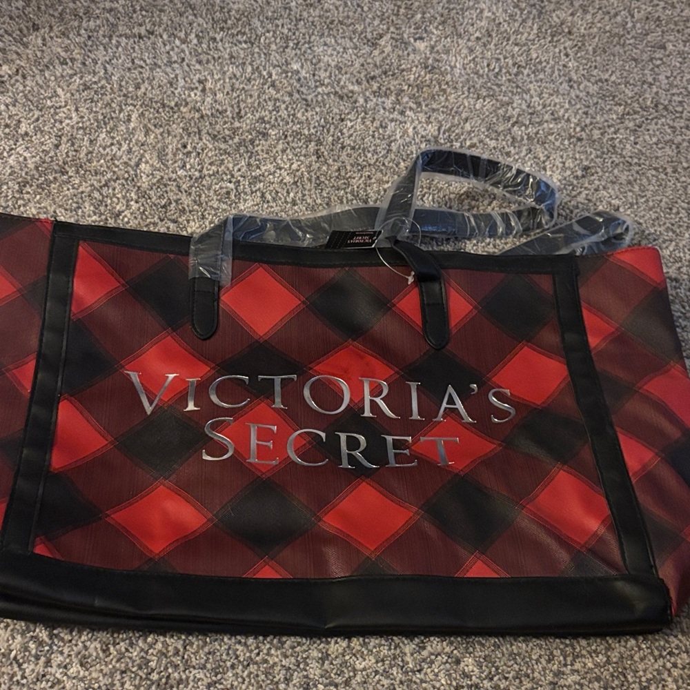Victoria's Secret Red and Black Plaid Tote